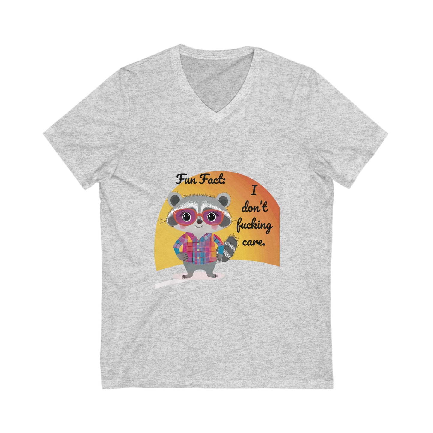 Fun Fact Raccoon V-Neck Tee | Kawaii Attitude Unisex T-Shirt