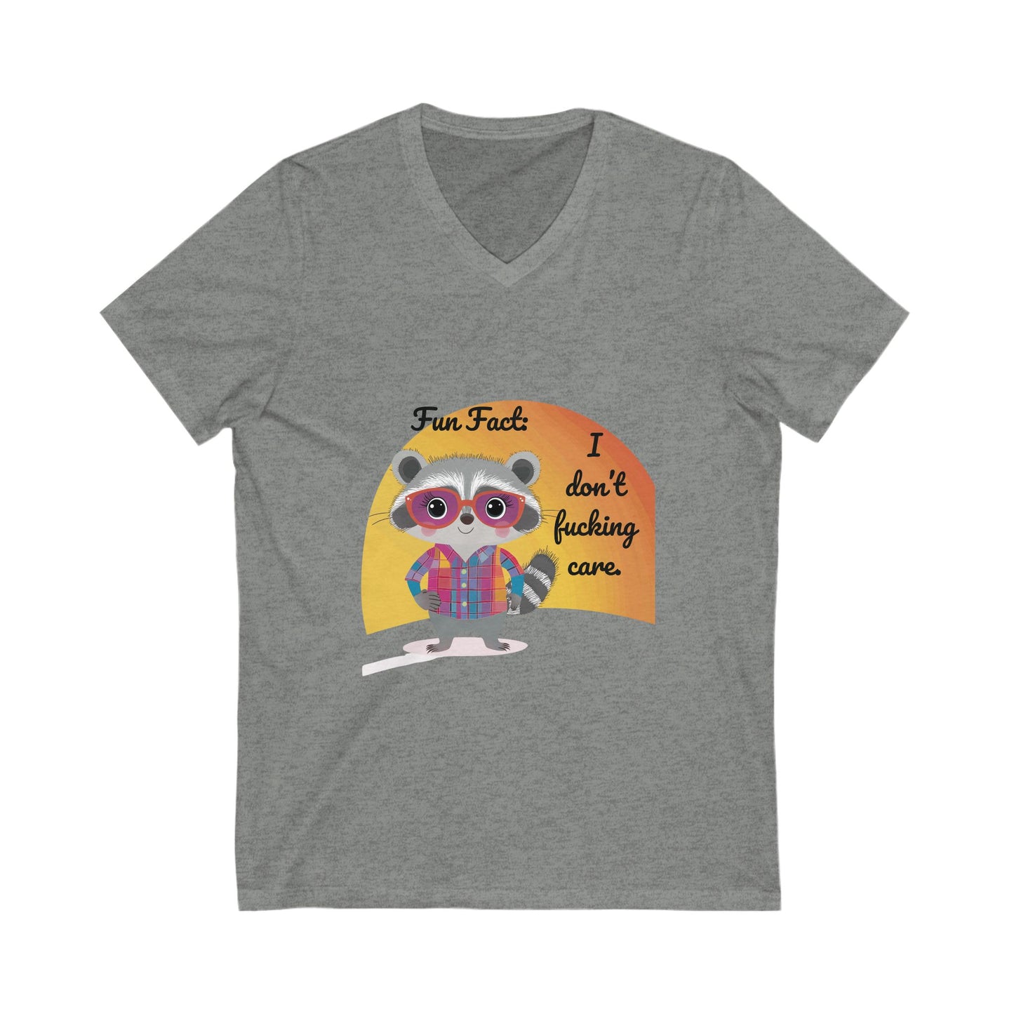 Fun Fact Raccoon V-Neck Tee | Kawaii Attitude Unisex T-Shirt