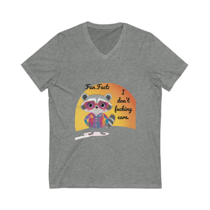 Fun Fact Raccoon V-Neck Tee | Kawaii Attitude Unisex T-Shirt