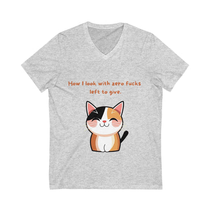 Sarcastic Cat V-Neck T-Shirt | Funny Pet Lover Gift | Cute Kawaii Kitty Unisex Tee