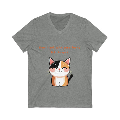 Sarcastic Cat V-Neck T-Shirt | Funny Pet Lover Gift | Cute Kawaii Kitty Unisex Tee