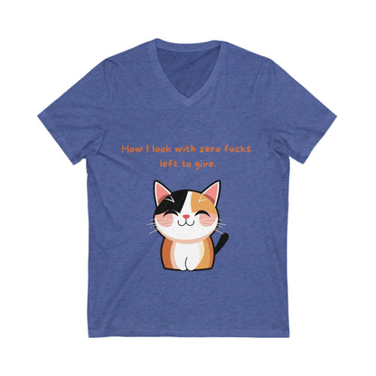 Sarcastic Cat V-Neck T-Shirt | Funny Pet Lover Gift | Cute Kawaii Kitty Unisex Tee