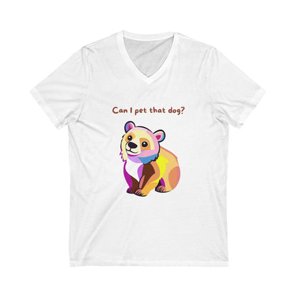 Rainbow Pride Bear Dog V-Neck Tee | Kawaii Pet Lover Gift