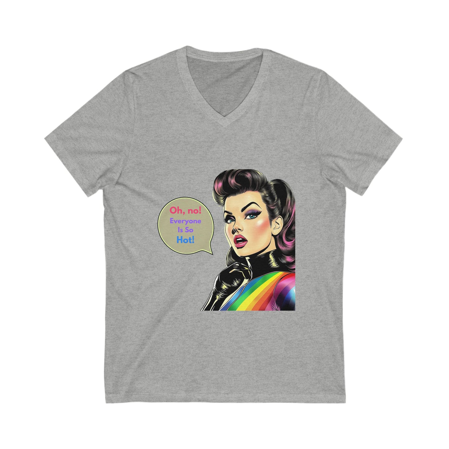 Retro Pop Art LGBTQ+ Rainbow V-Neck Tee | Pride Fashion