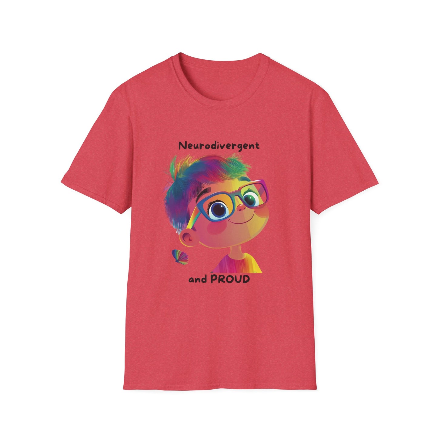 Neurodivergent and Proud Rainbow Character T-Shirt | Cute Neurodiversity Pride Tee