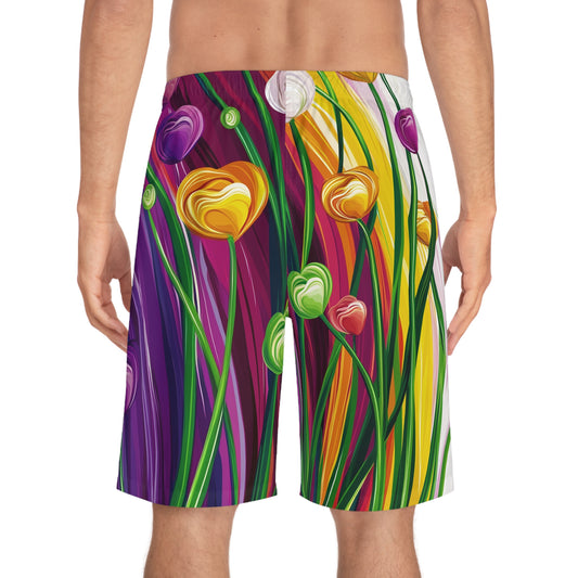 Vibrant Tulip Flow Athletic Shorts | Artistic Floral Design