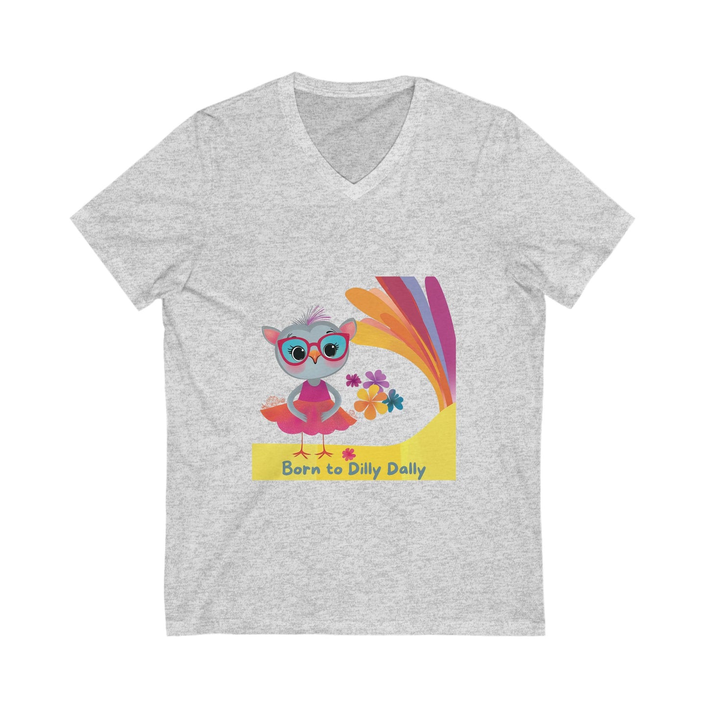 Born to Dilly Dally Kawaii Owl V-Neck | Mindful Living Unisex Tee