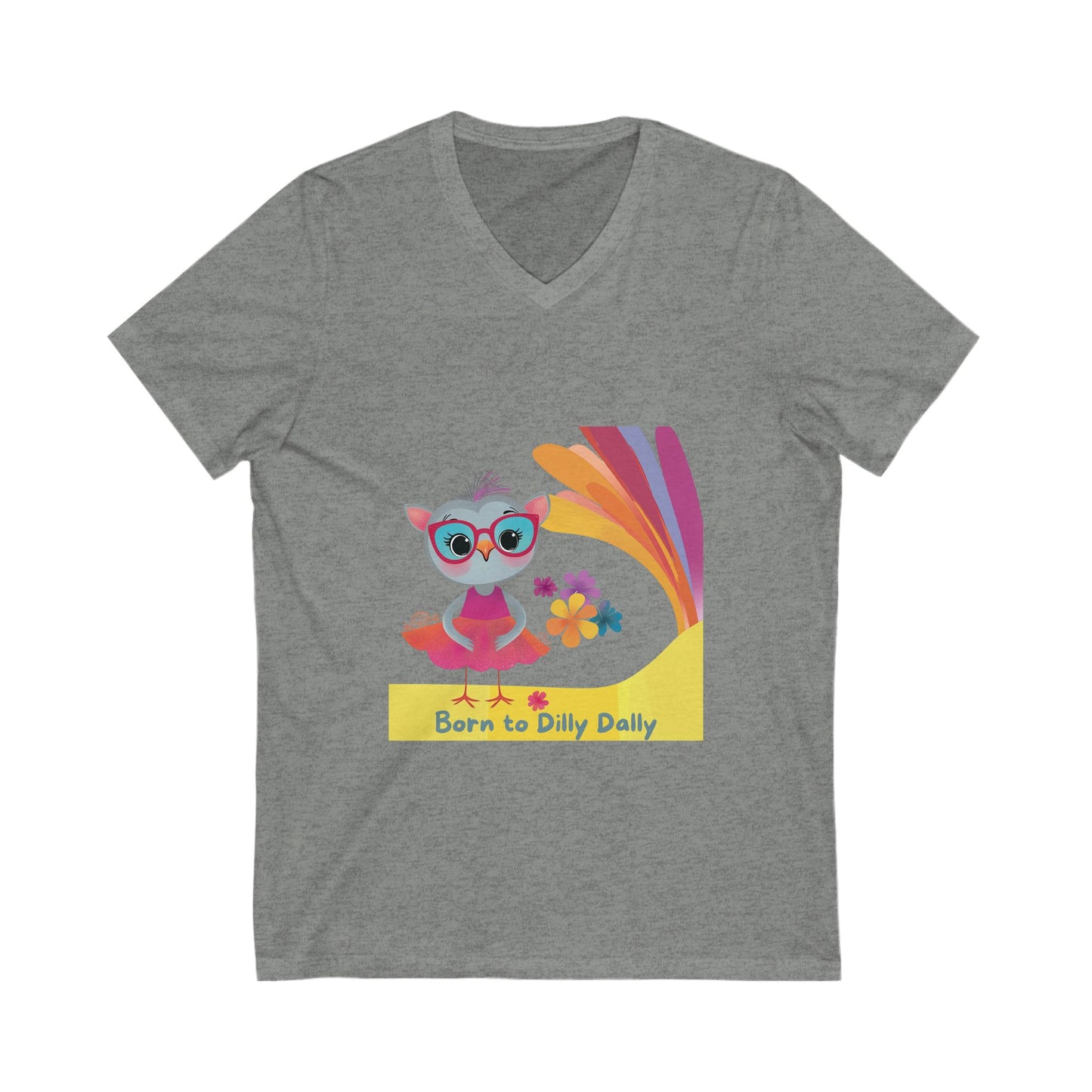 Born to Dilly Dally Kawaii Owl V-Neck | Mindful Living Unisex Tee