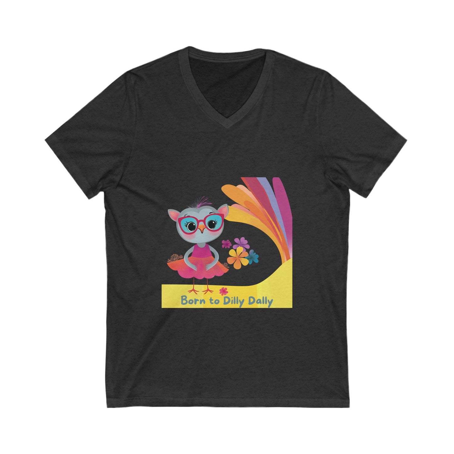 Born to Dilly Dally Kawaii Owl V-Neck | Mindful Living Unisex Tee