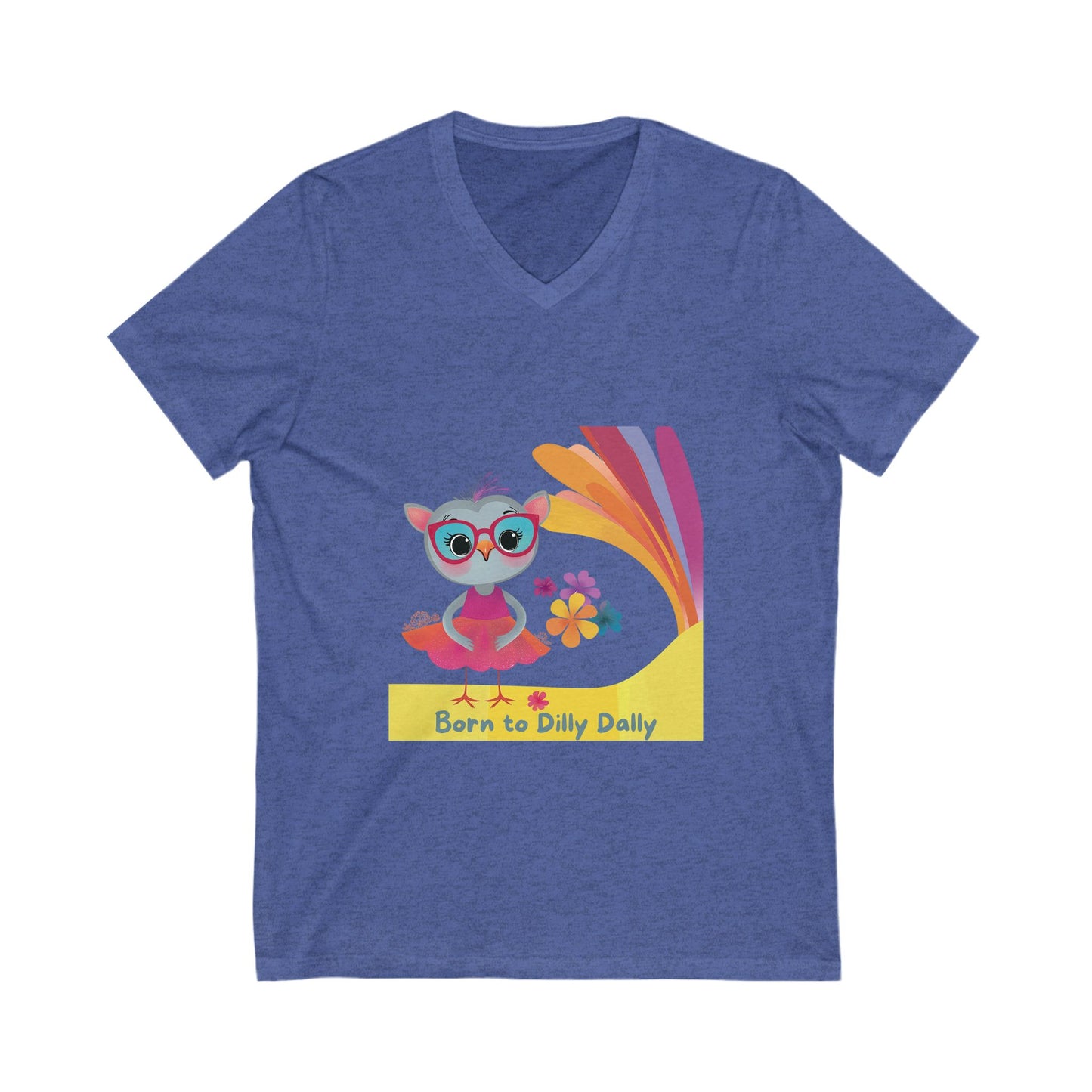 Born to Dilly Dally Kawaii Owl V-Neck | Mindful Living Unisex Tee