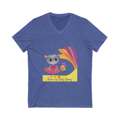 Born to Dilly Dally Kawaii Owl V-Neck | Mindful Living Unisex Tee