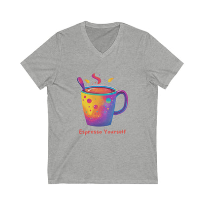 Espresso Yourself Rainbow Coffee V-Neck | Kawaii Coffee Lover Gift | Colorful Barista Tee