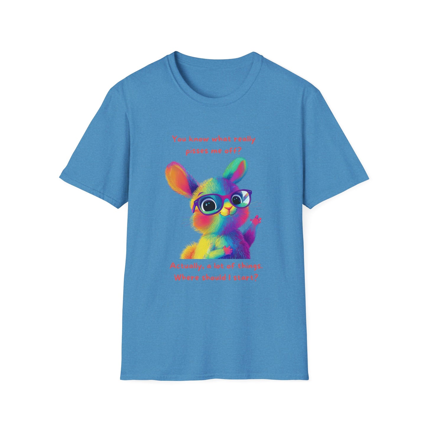 Rainbow Bunny Attitude T-Shirt | Sassy Pet Graphic Tee