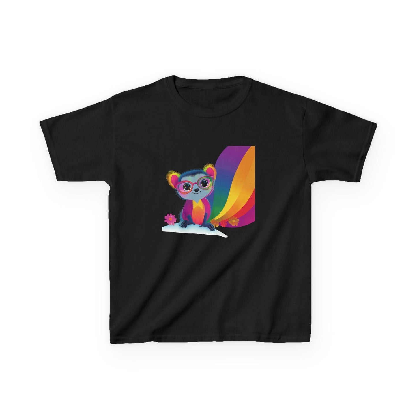 Rainbow Lemur Kids T-Shirt | Cute Pride Kawaii Design | Pink Cotton Tee