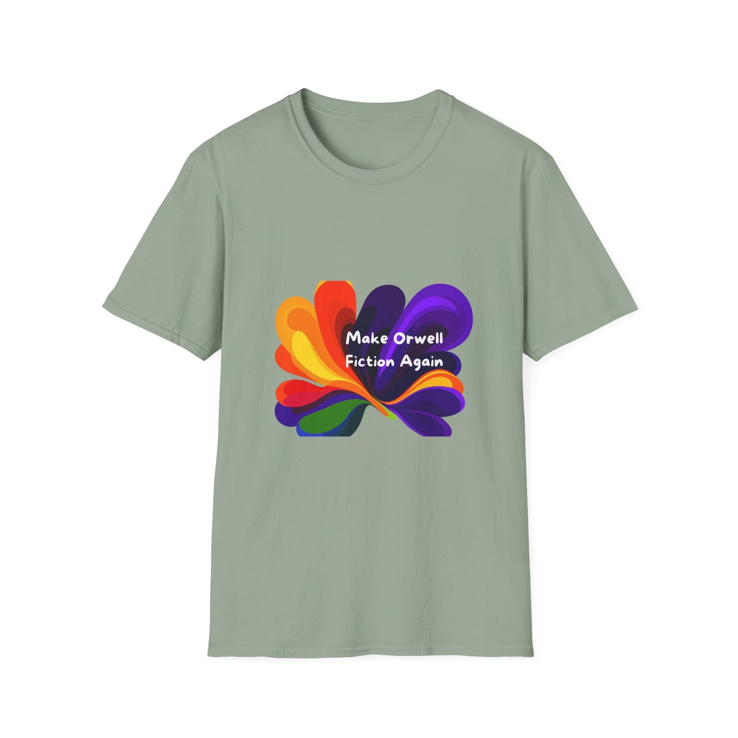 Make Orwell Fiction Again Rainbow T-Shirt | Colorful Activism Tee