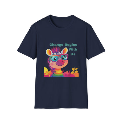 Rainbow Zebra Change Maker T-Shirt | Kawaii Activist Unisex Tee