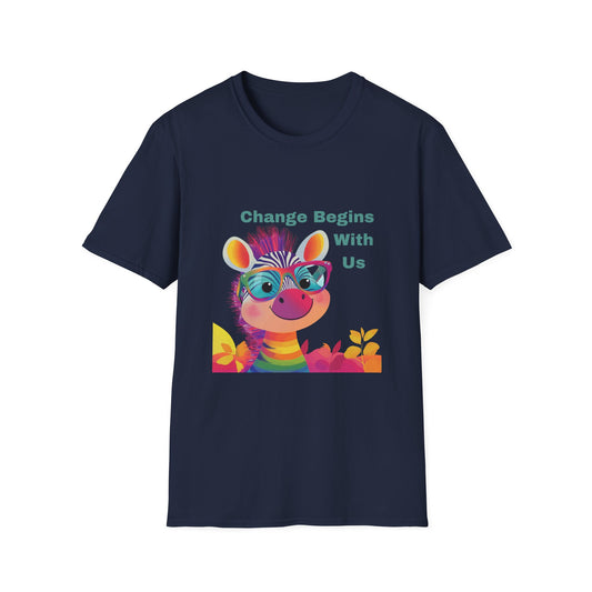 Rainbow Zebra Change Maker T-Shirt | Kawaii Activist Unisex Tee