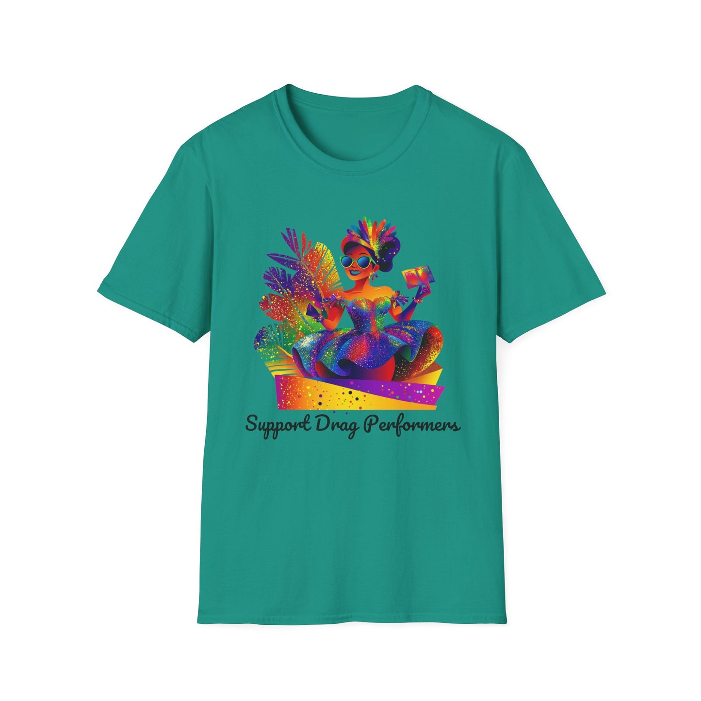 Colorful Drag Queen T-Shirt | LGBTQ+ Pride Support Art | Rainbow Performer Tee