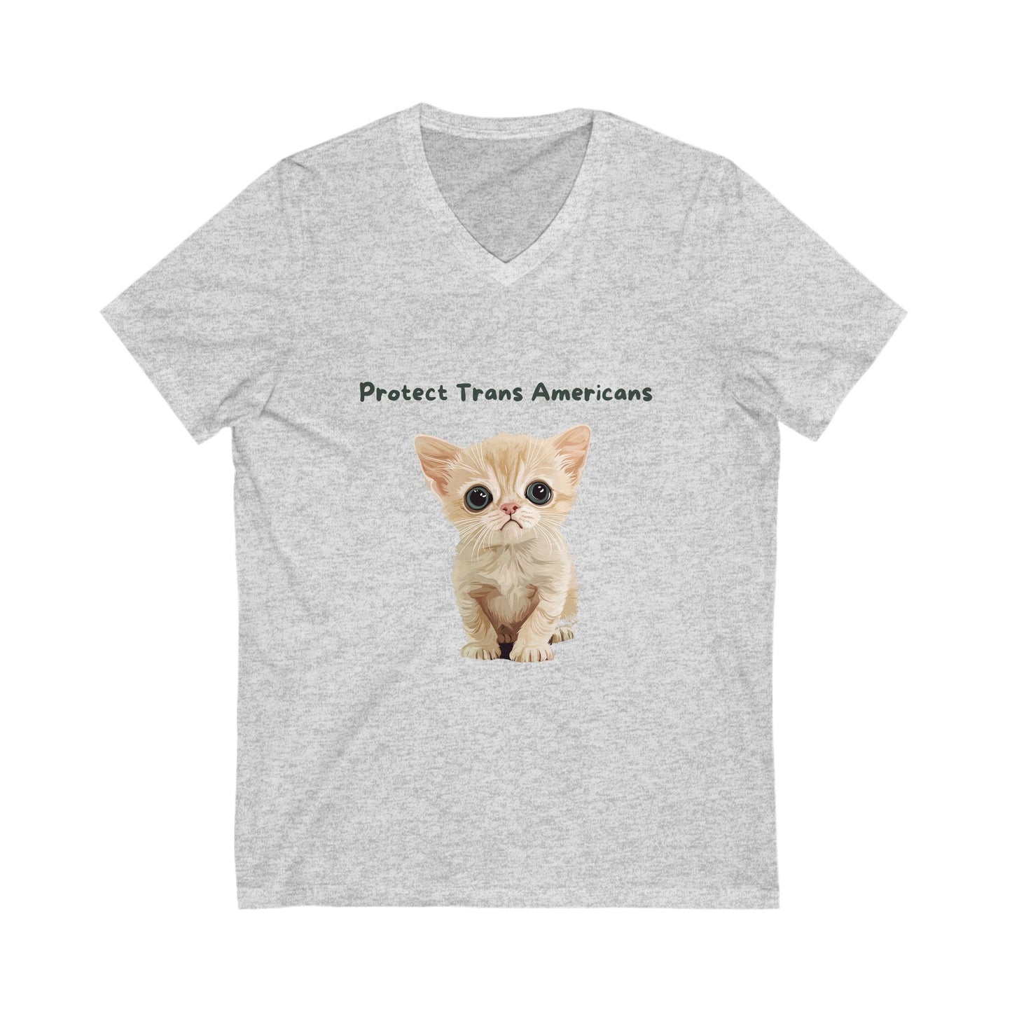 Protect Trans Americans Kitten V-Neck | LGBTQ+ Activist Cat Unisex Tee