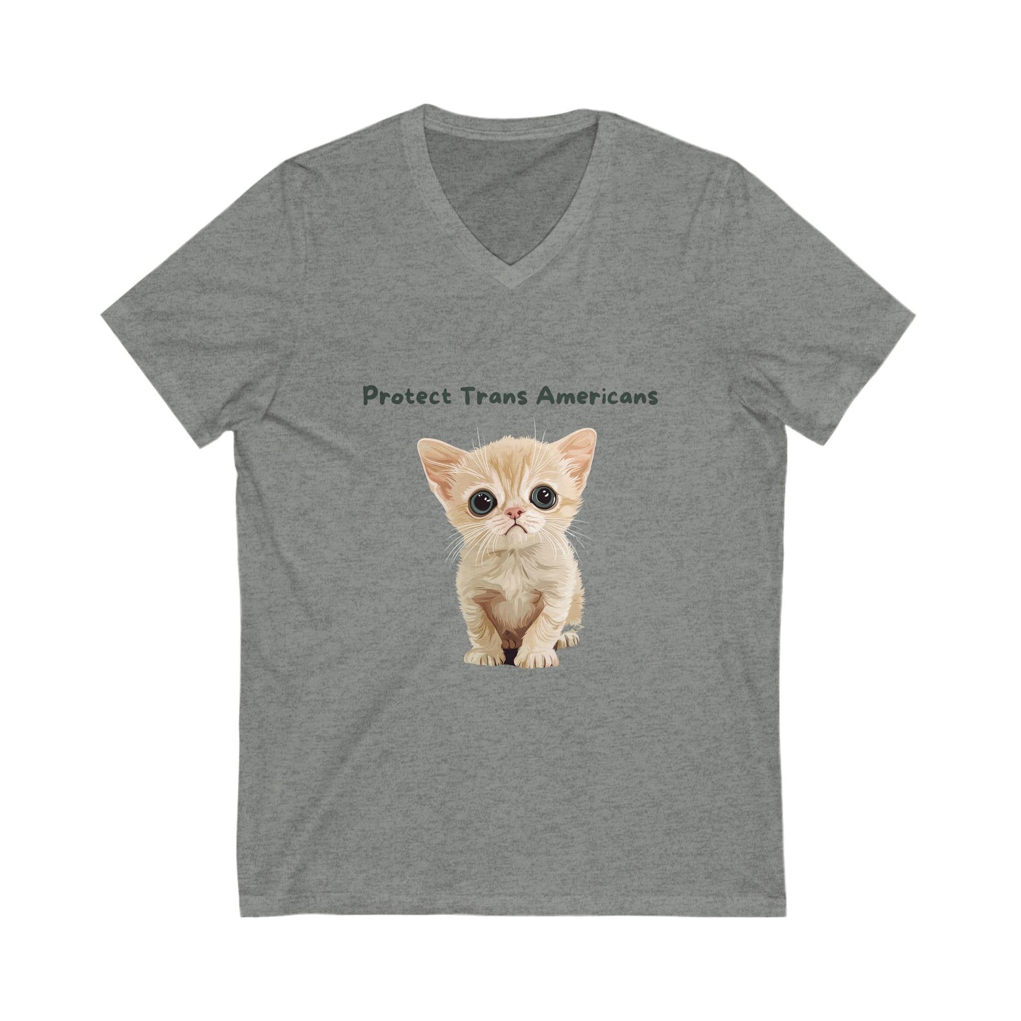 Protect Trans Americans Kitten V-Neck | LGBTQ+ Activist Cat Unisex Tee
