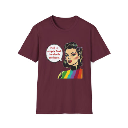 Hell Is Empty Rainbow Pride T-Shirt | Retro Feminist Unisex Tee