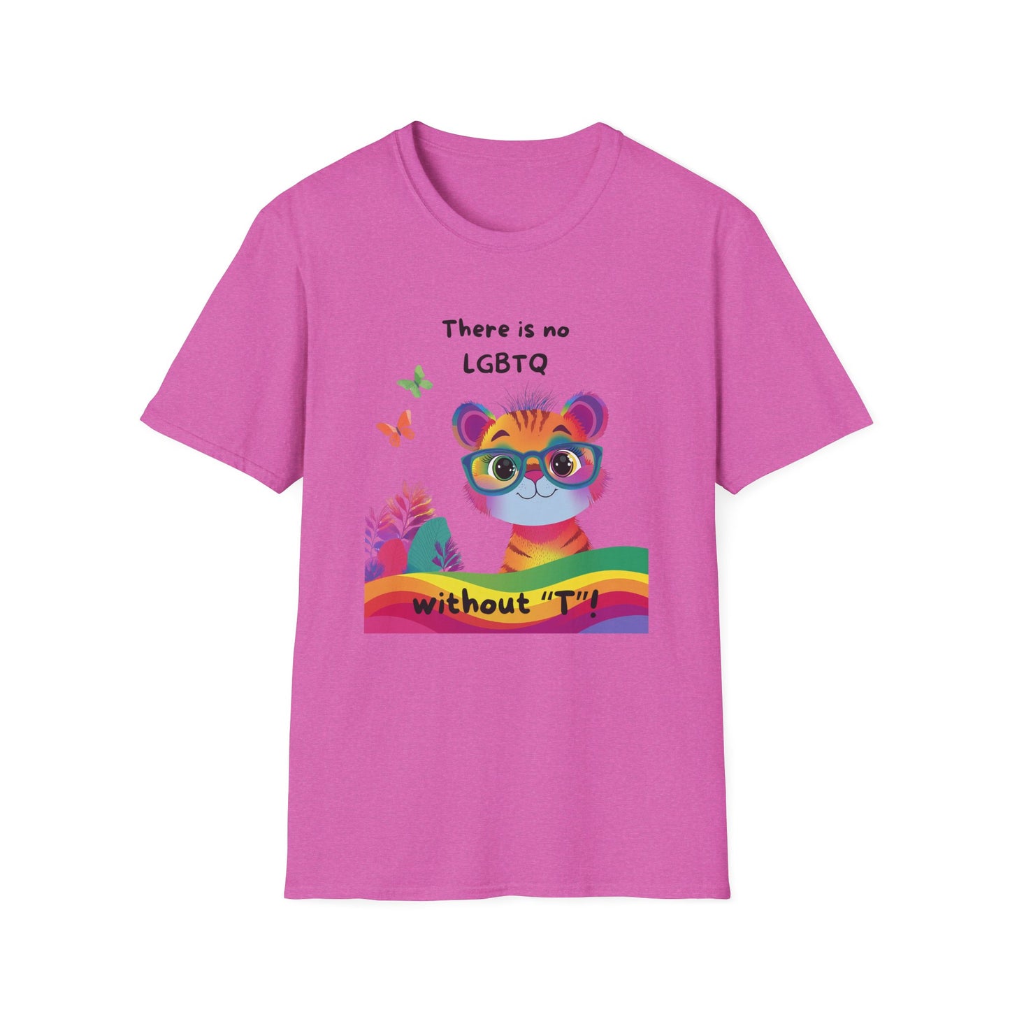 Cute Trans Rights Tiger T-Shirt | LGBTQ Kawaii Pride Activist Tee