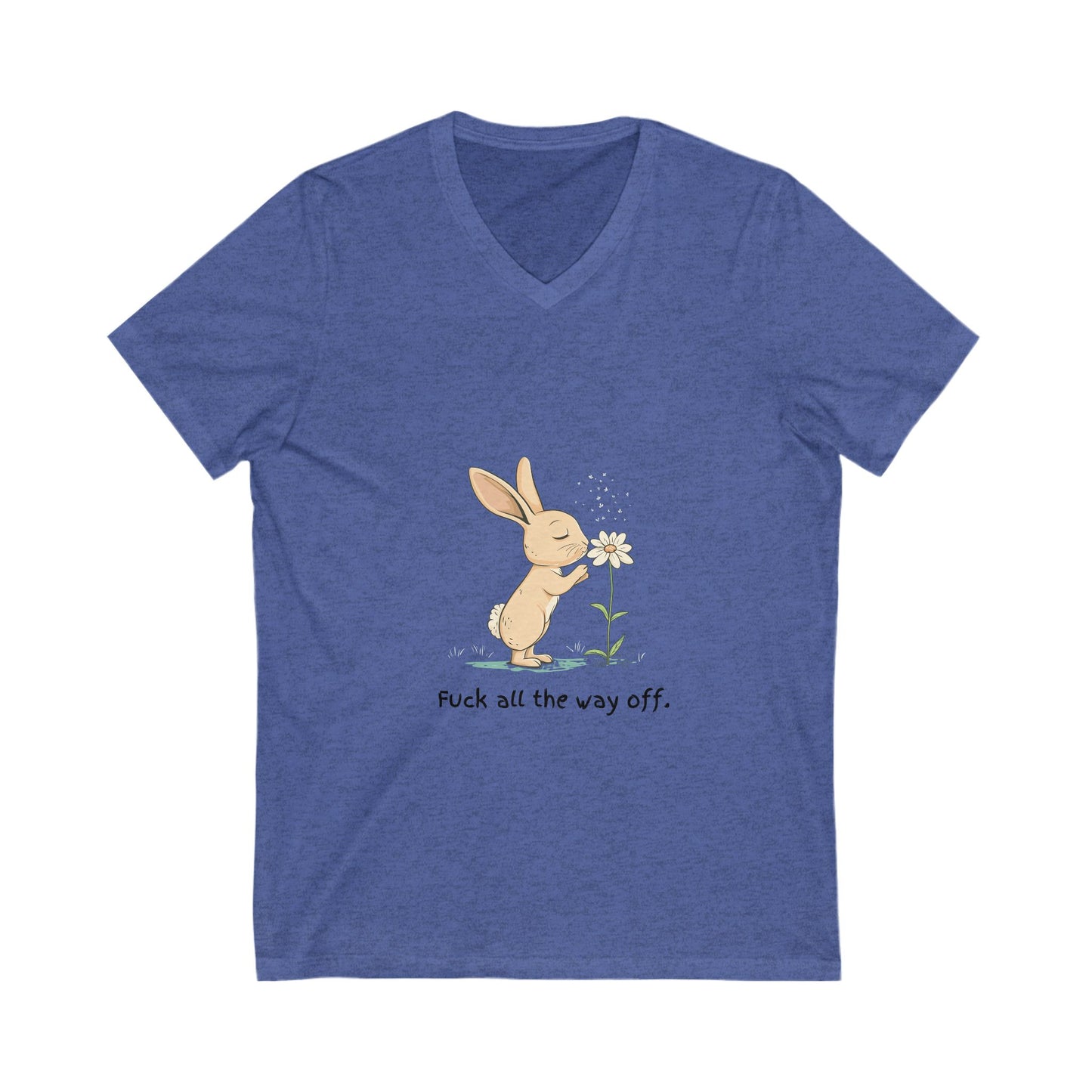 Kawaii Bunny Protest V-Neck | Sassy Rabbit Floral Tee | Cute Activist Unisex T-Shirt