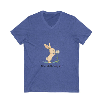 Kawaii Bunny Protest V-Neck | Sassy Rabbit Floral Tee | Cute Activist Unisex T-Shirt
