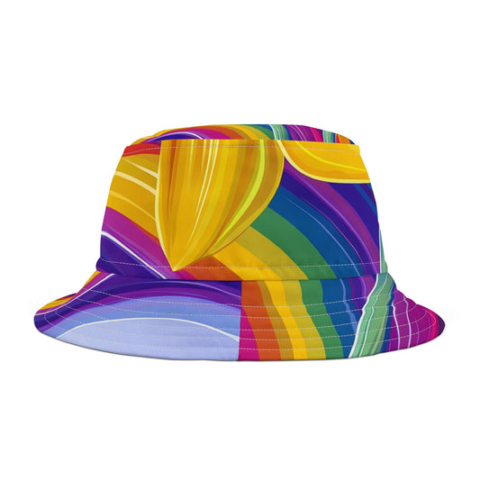 Rainbow Daffodil Bucket Hat | Pride Festival Essential | Vibrant All-Season Unisex Cap