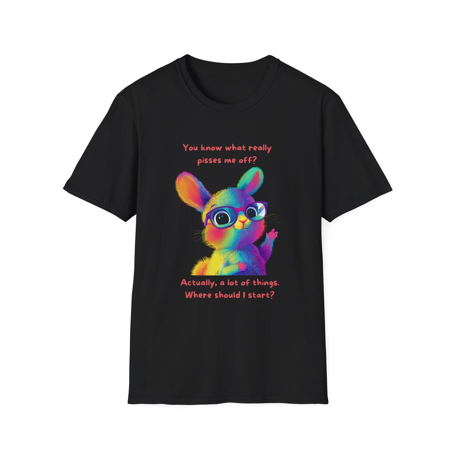 Rainbow Bunny Attitude T-Shirt | Sassy Pet Graphic Tee