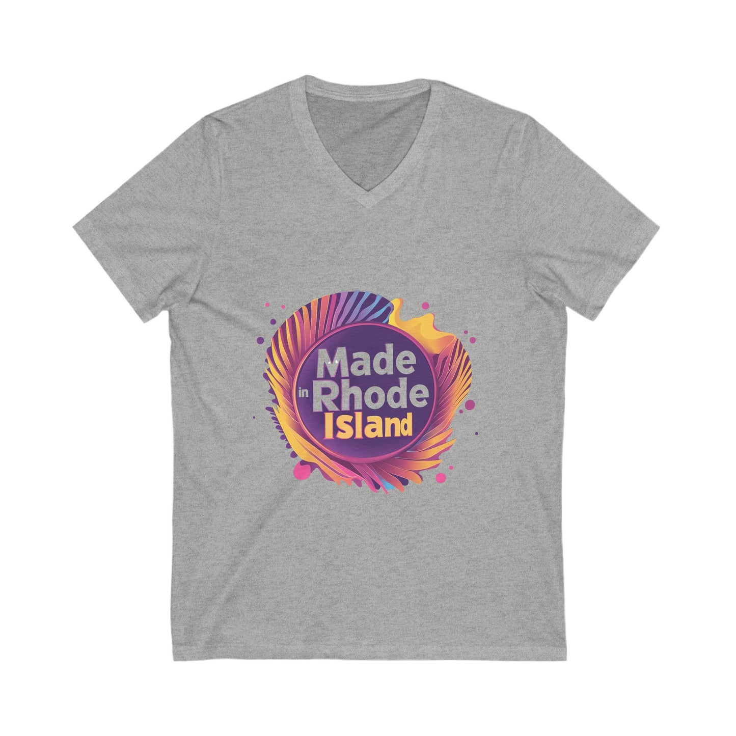 Made in Rhode Island V-Neck T-Shirt | Retro State Pride | Unisex Modern Local Design