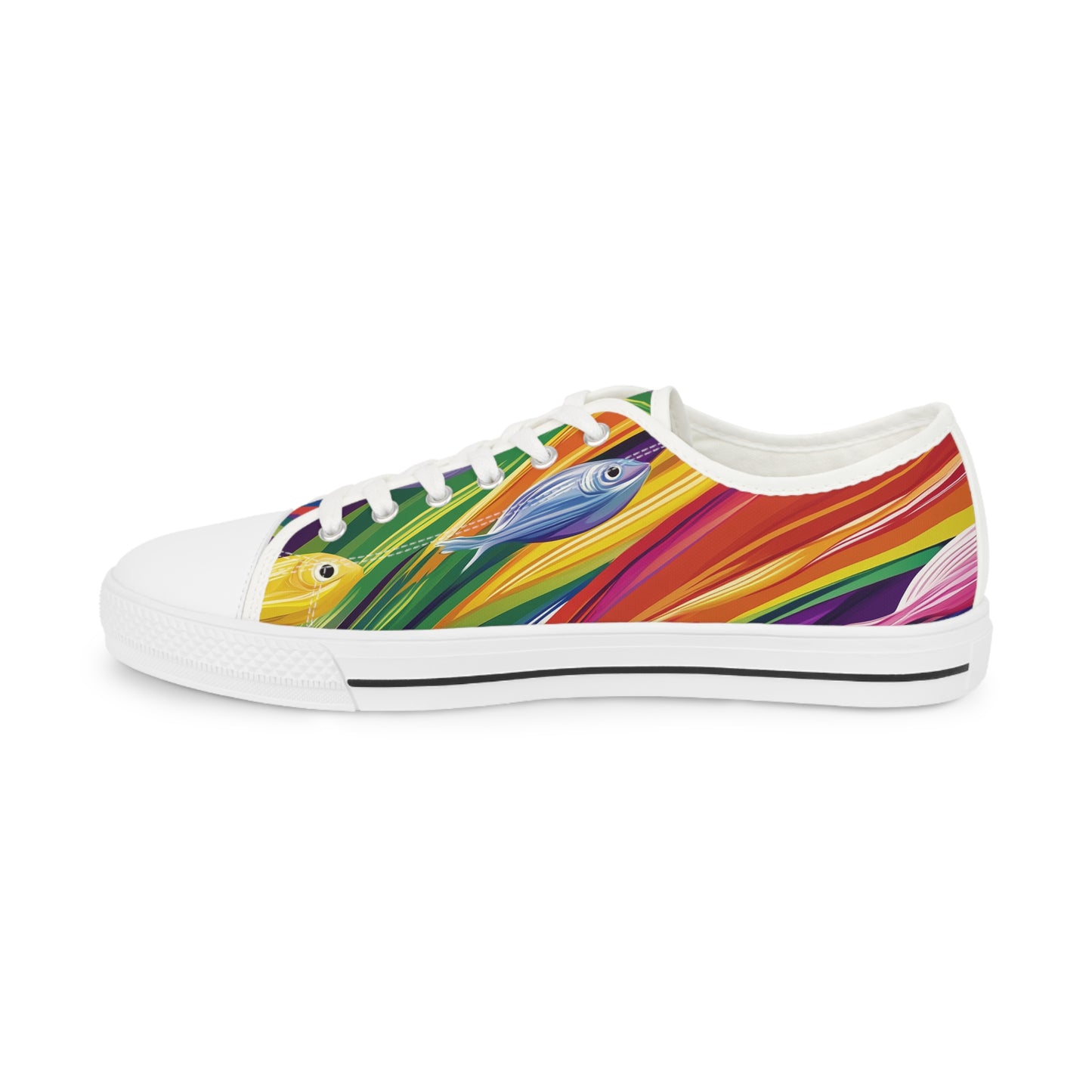 Rainbow Fish Low Top Canvas Sneakers | LGBTQ+ Colorful Shoes