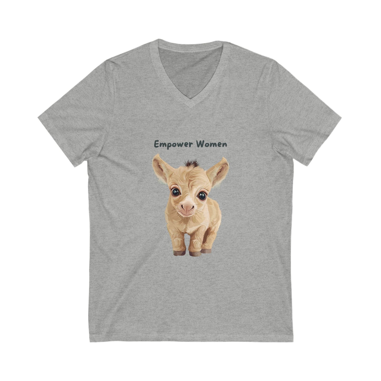 Empowered Baby Goat V-Neck T-Shirt | Cute Animal Feminist Tee | Vegan Women's Rights