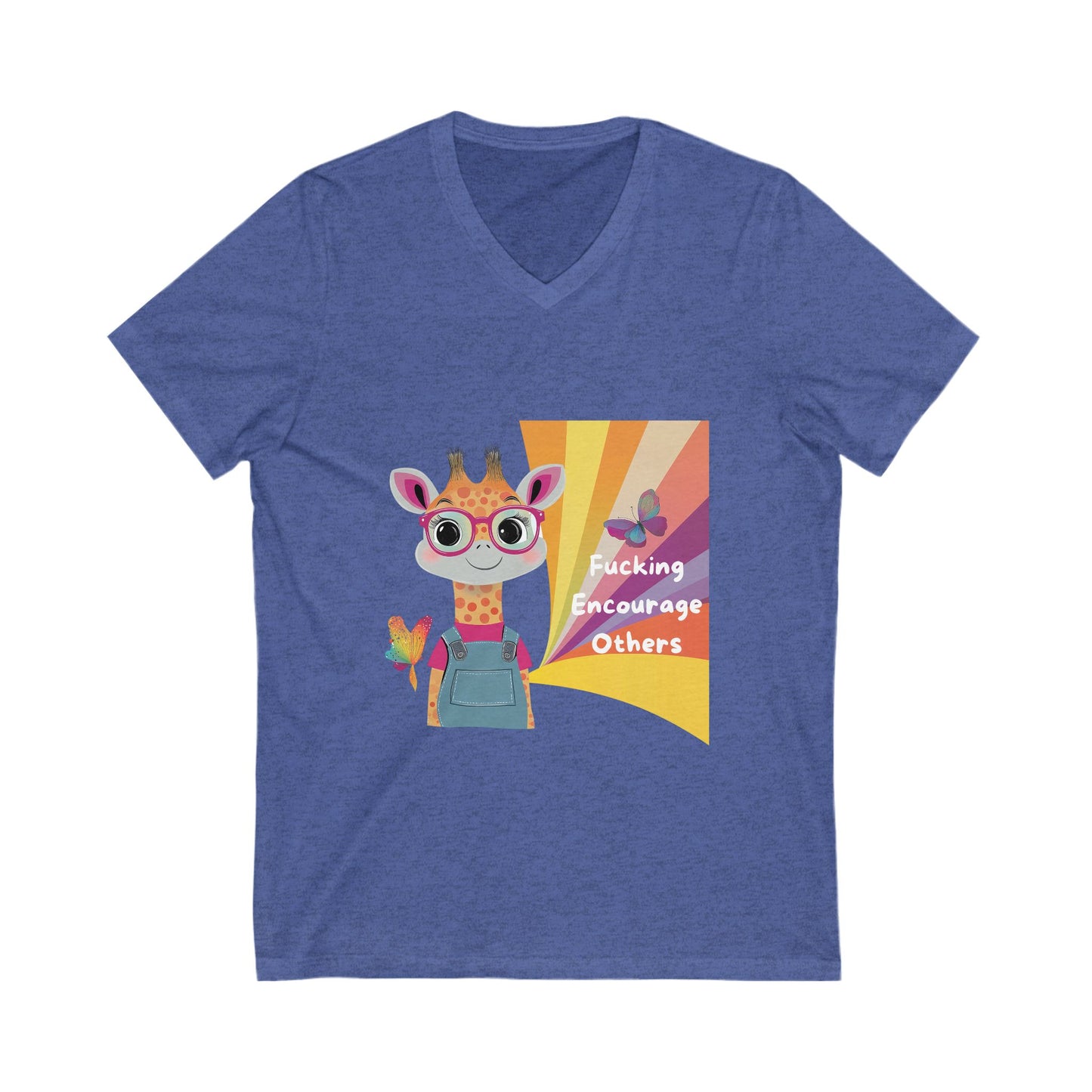 Kawaii Giraffe Encouragement V-Neck | Cute Activist Unisex Tee | Empowerment T-Shirt