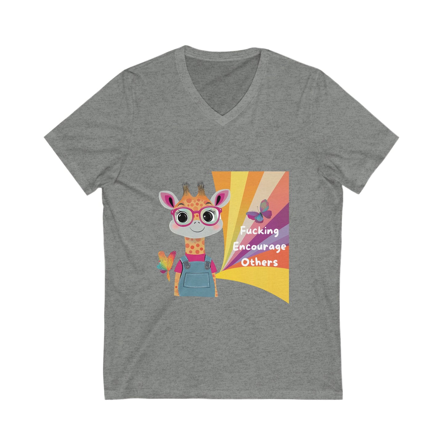 Kawaii Giraffe Encouragement V-Neck | Cute Activist Unisex Tee | Empowerment T-Shirt