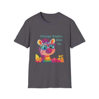 Rainbow Zebra Change Maker T-Shirt | Kawaii Activist Unisex Tee
