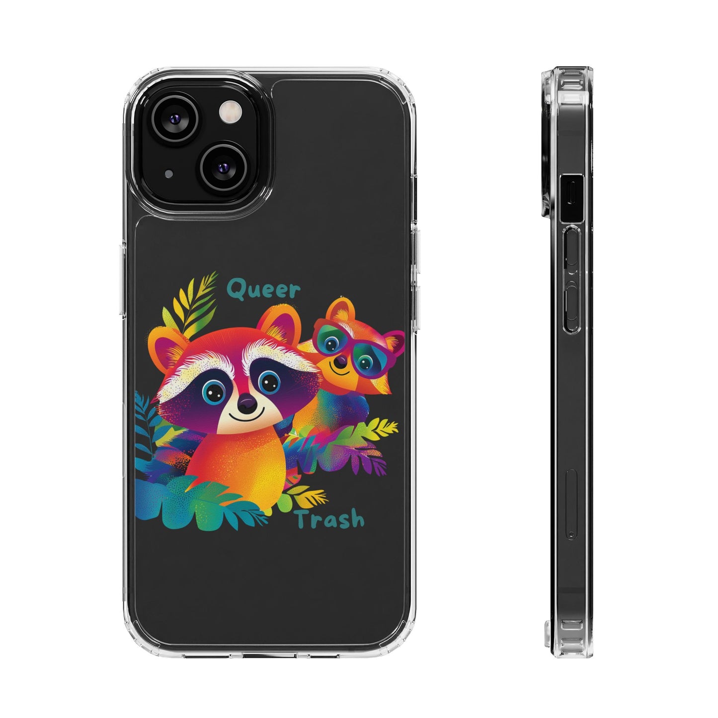 Rainbow Raccoon Queer Trash Clear Phone Case | LGBTQ+ Pride Gift