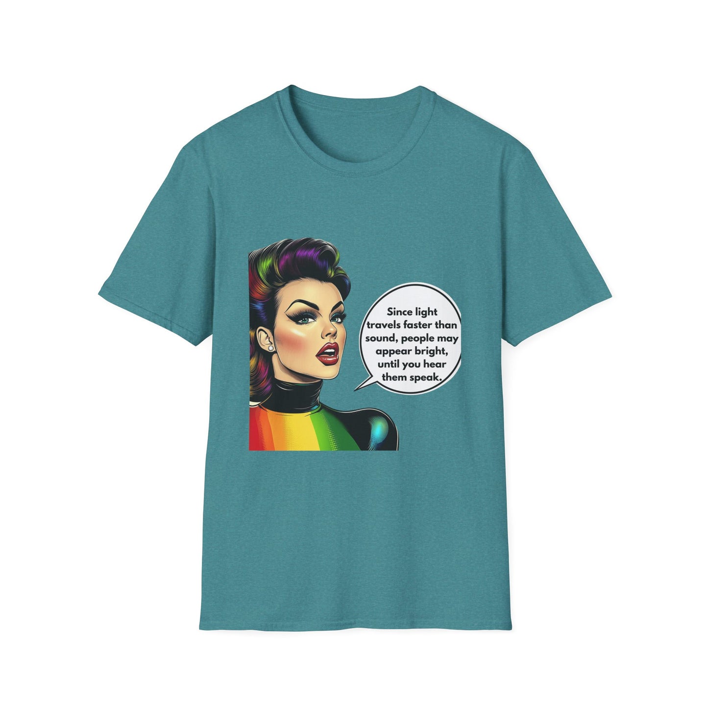 Rainbow Pride Retro Comic Woman T-Shirt | LGBTQ+ Activist Tee