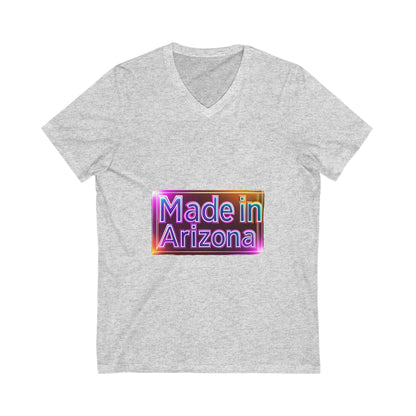 Made in Arizona V-Neck T-Shirt | Retro Chrome State Pride Unisex Tee