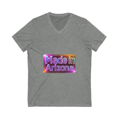 Made in Arizona V-Neck T-Shirt | Retro Chrome State Pride Unisex Tee
