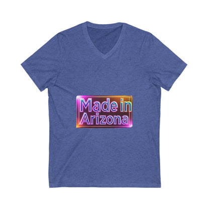 Made in Arizona V-Neck T-Shirt | Retro Chrome State Pride Unisex Tee