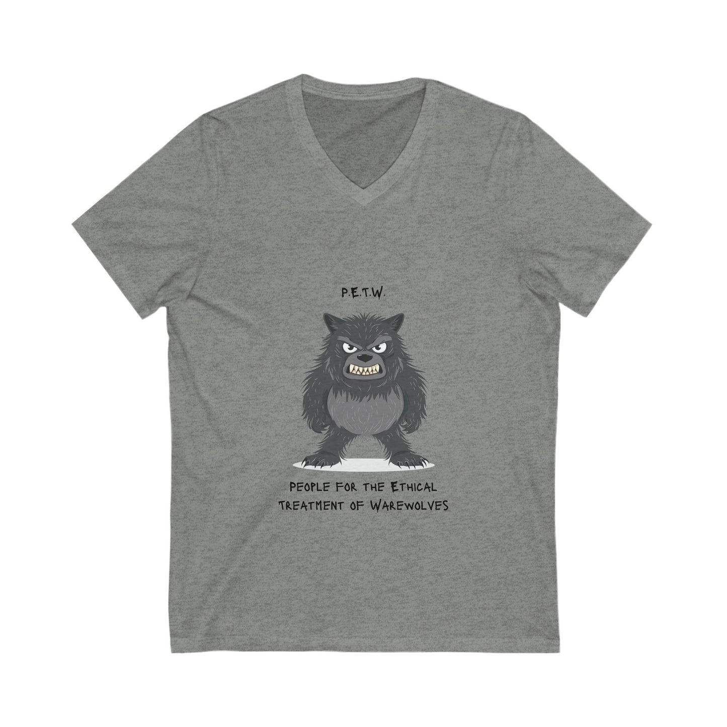 PETW Werewolf Rights V-Neck Tee | Cute Monster Activist Shirt | Ethical Treatment Unisex V-Neck