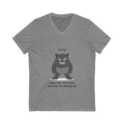 PETW Werewolf Rights V-Neck Tee | Cute Monster Activist Shirt | Ethical Treatment Unisex V-Neck