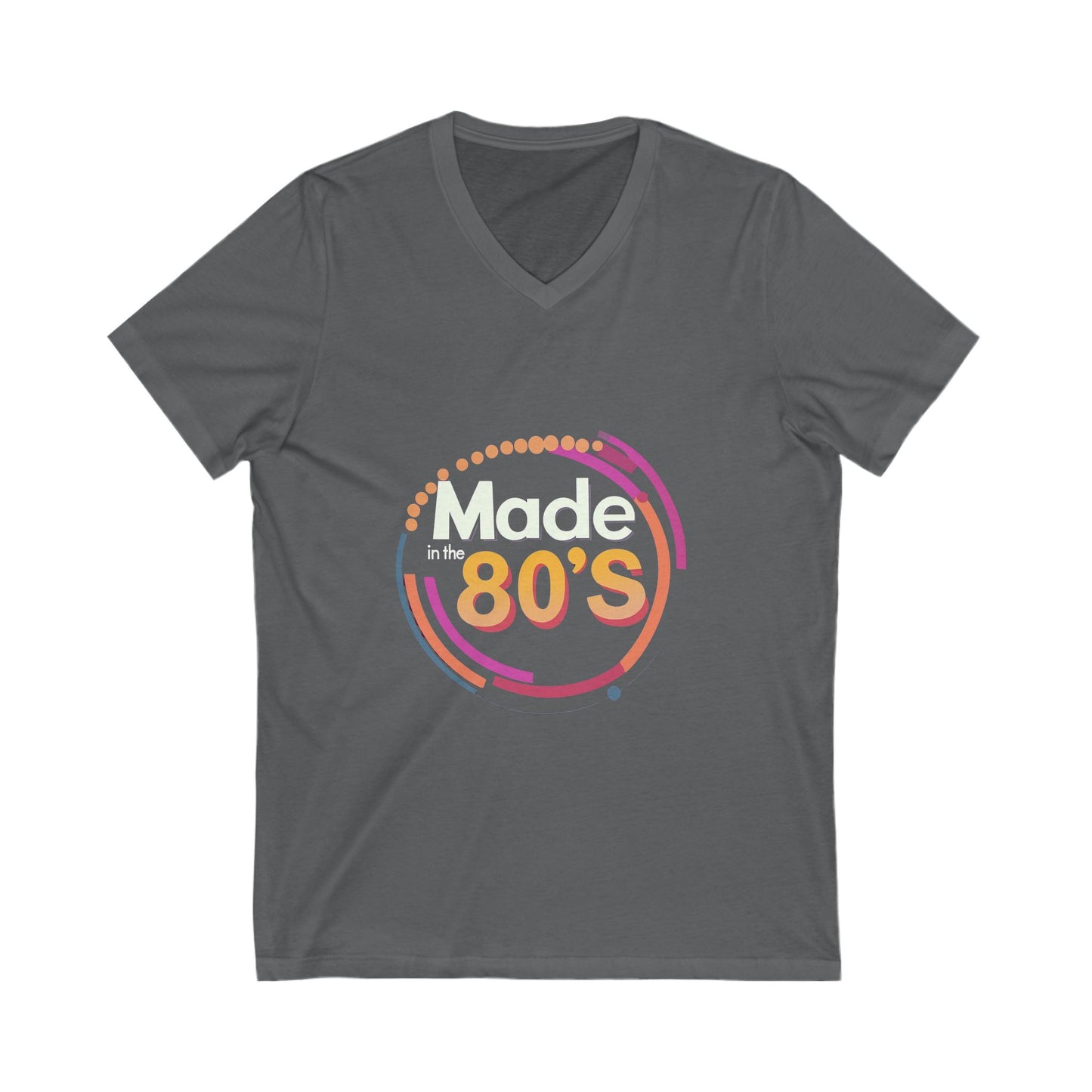 Made in the 80's Retro V-Neck T-Shirt | Vintage Birthday Gift | Neon Circle Design