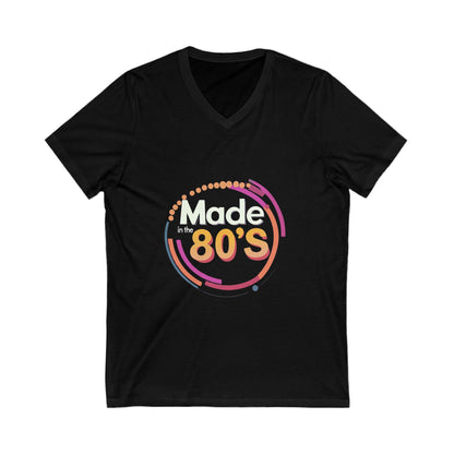 Made in the 80's Retro V-Neck T-Shirt | Vintage Birthday Gift | Neon Circle Design