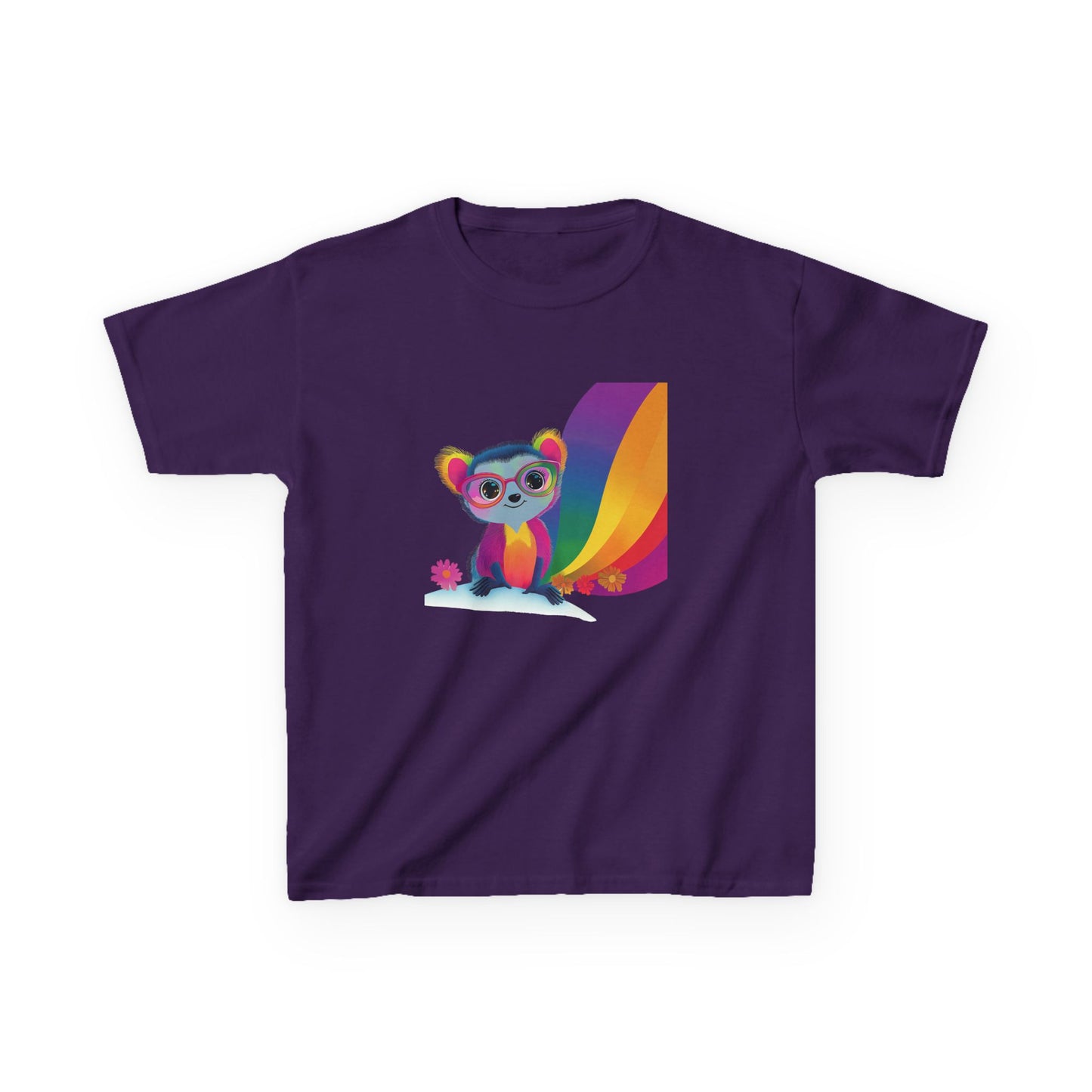 Rainbow Lemur Kids T-Shirt | Cute Pride Kawaii Design | Pink Cotton Tee