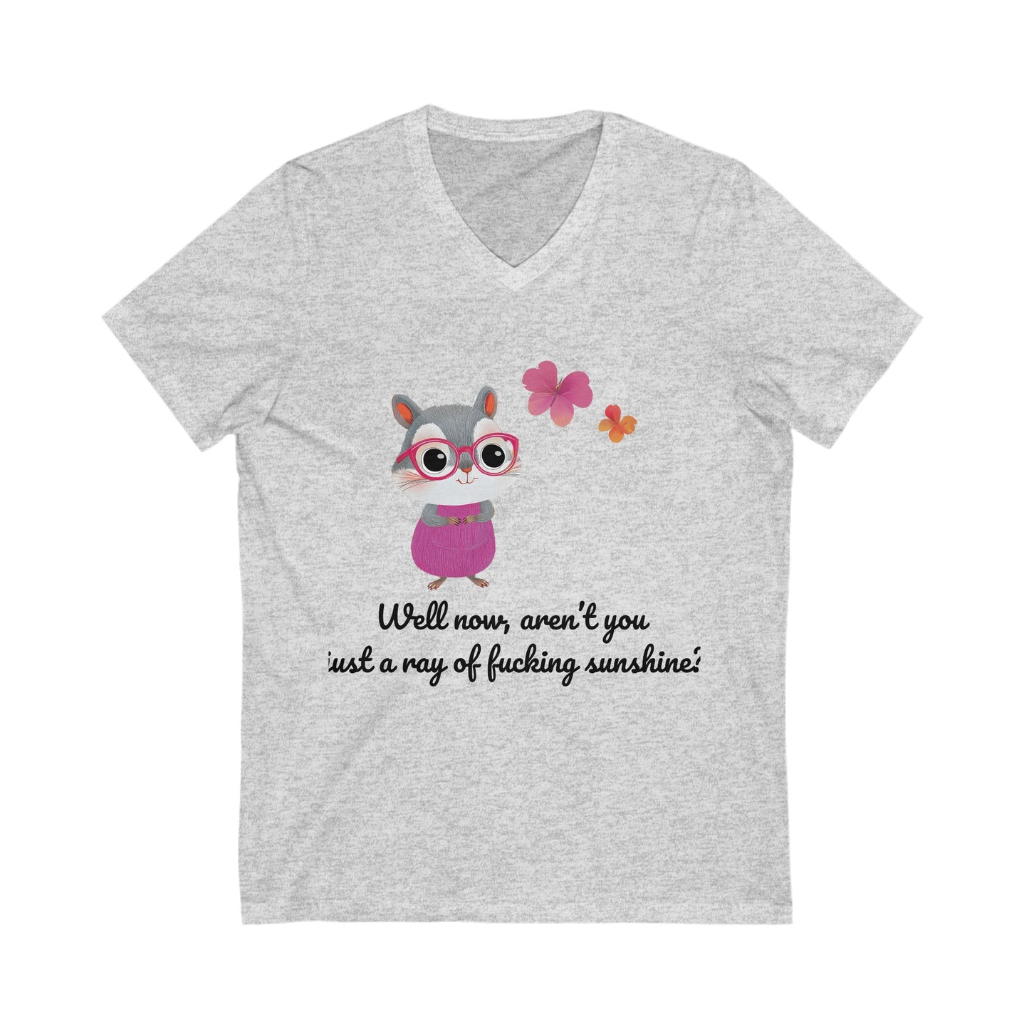 Kawaii Hamster Sass V-Neck | Cute Sarcastic Animal Tee | Rebellious Bunny Unisex T-Shirt