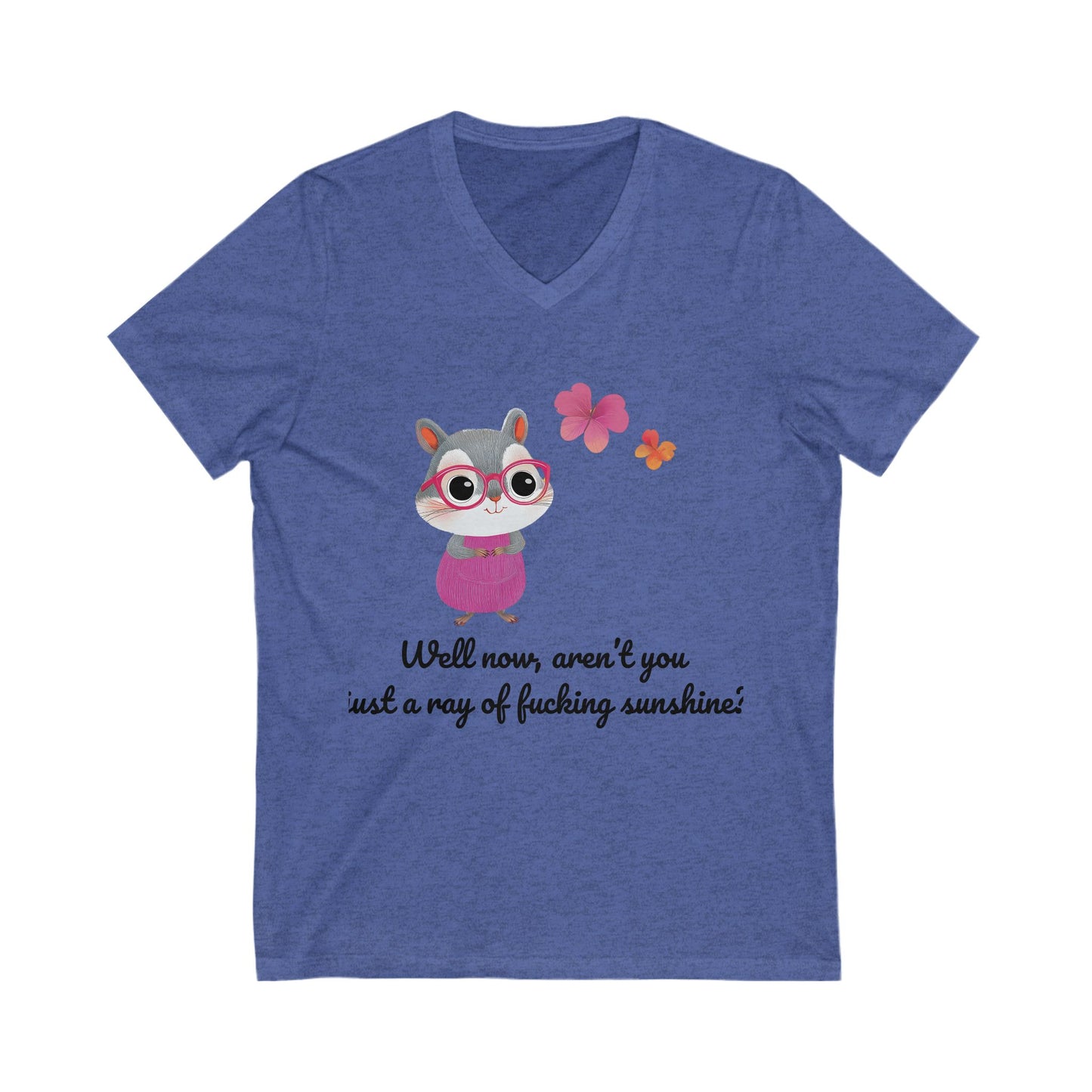 Kawaii Hamster Sass V-Neck | Cute Sarcastic Animal Tee | Rebellious Bunny Unisex T-Shirt