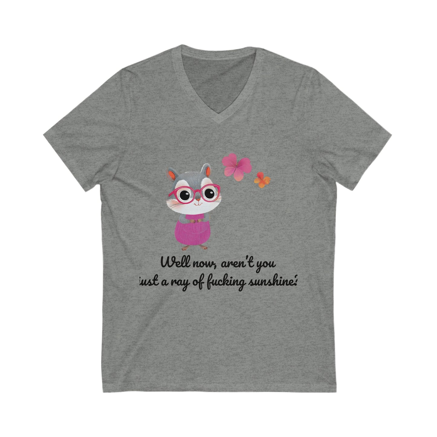 Kawaii Hamster Sass V-Neck | Cute Sarcastic Animal Tee | Rebellious Bunny Unisex T-Shirt