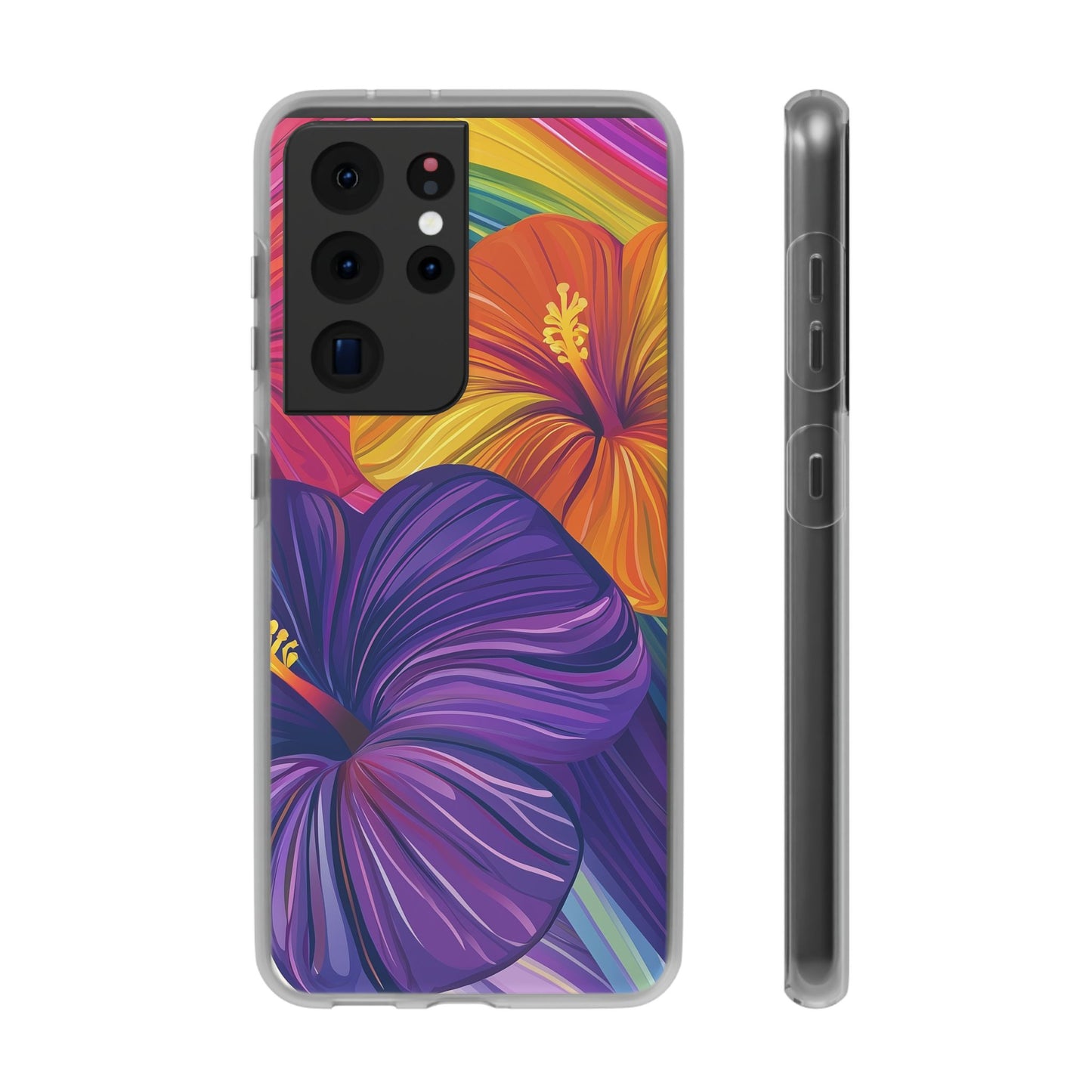 Tropical Hibiscus Rainbow Phone Case | Pride Floral Flexi Case